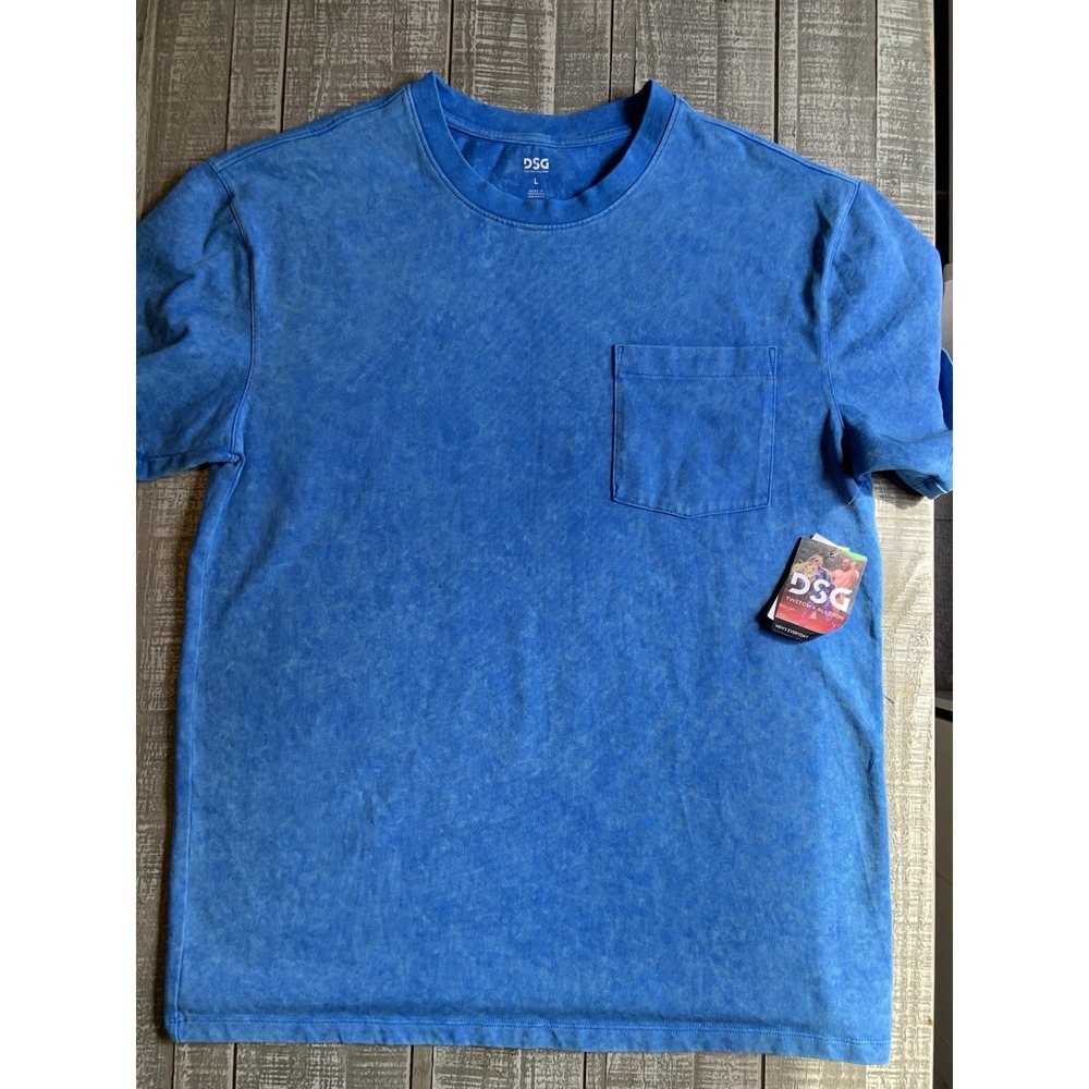 DSG Men's Blue Cotton Jersey Pocket Short Sleeve Crew Neck T-Shirt Large NWT New